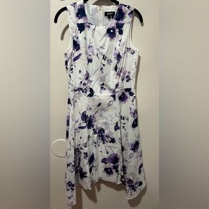 White and Purple Floral Sleeveless Dress